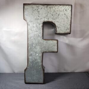 Galvanized 3-D Freestanding or Hanging Metal "F"
